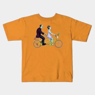 Frankenstein Tandem Bike Date Kids T-Shirt